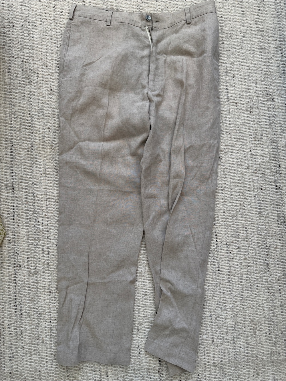 Italian Linen Slim Dress Pants in Light Taupe